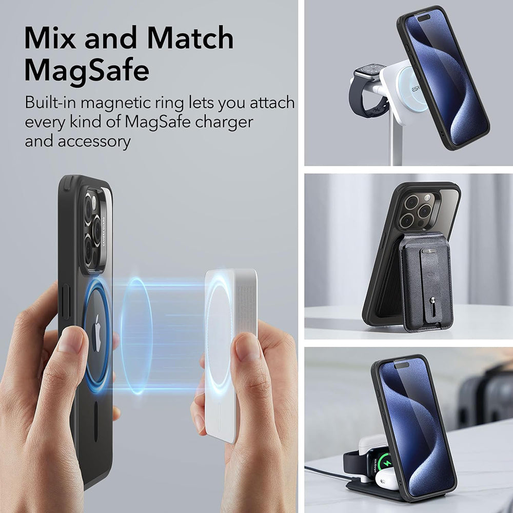 MagSafe-deksel for Apple iPhone 15 Pro, ESR, Classic Hybrid, Svart Transparent