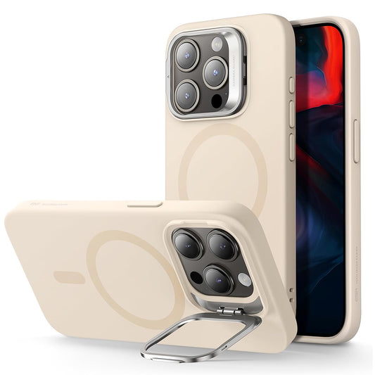 MagSafe-deksel for Apple iPhone 15 Pro, ESR, Cloud Soft Kickstand, Krem
