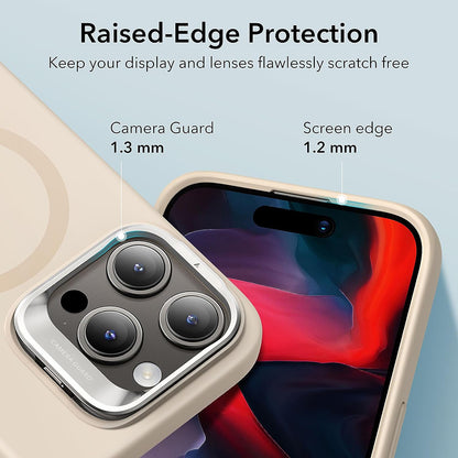 MagSafe-deksel for Apple iPhone 15 Pro, ESR, Cloud Soft Kickstand, Krem