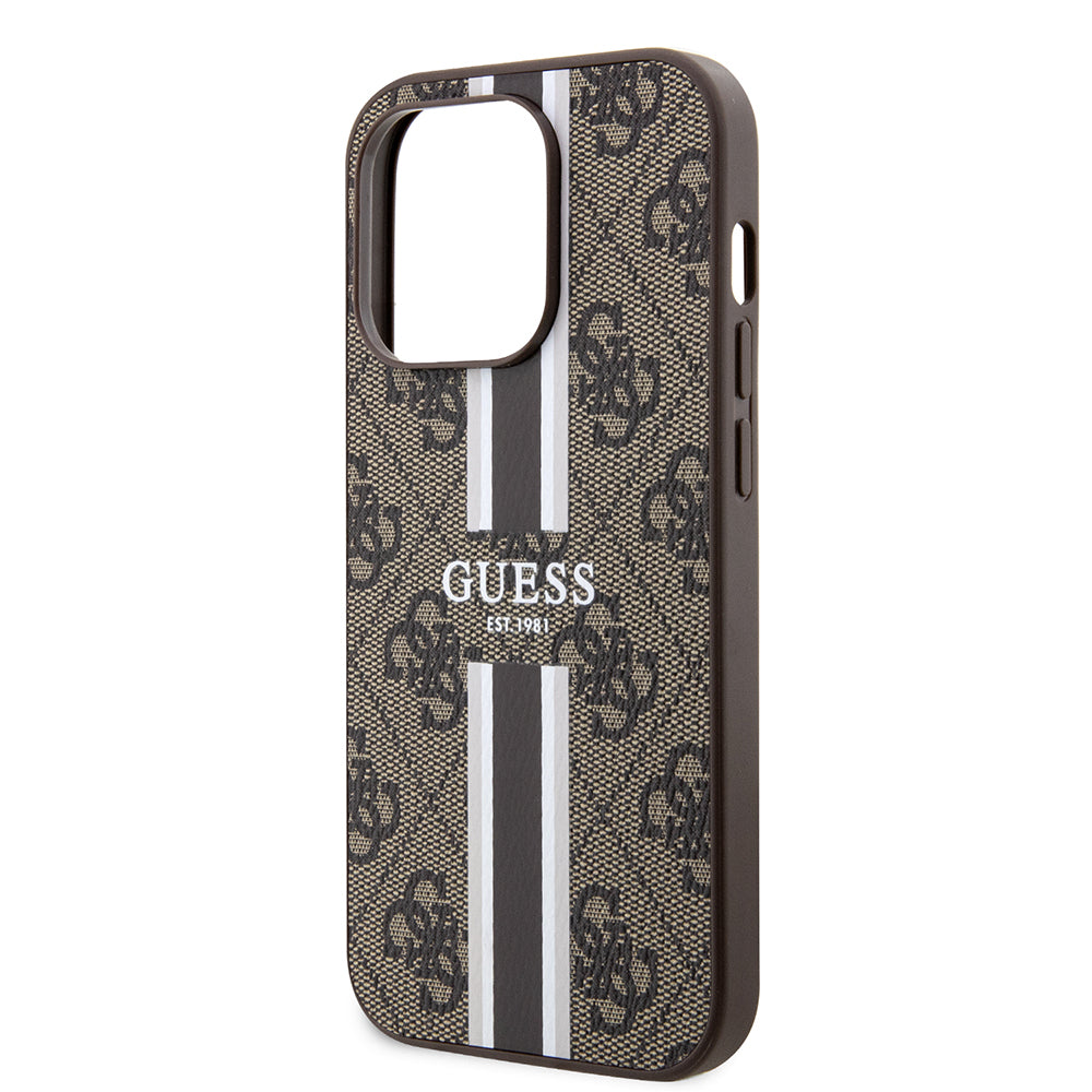 MagSafe-deksel for Apple iPhone 15 Pro, Guess, 4G Printed Stripes, Brun