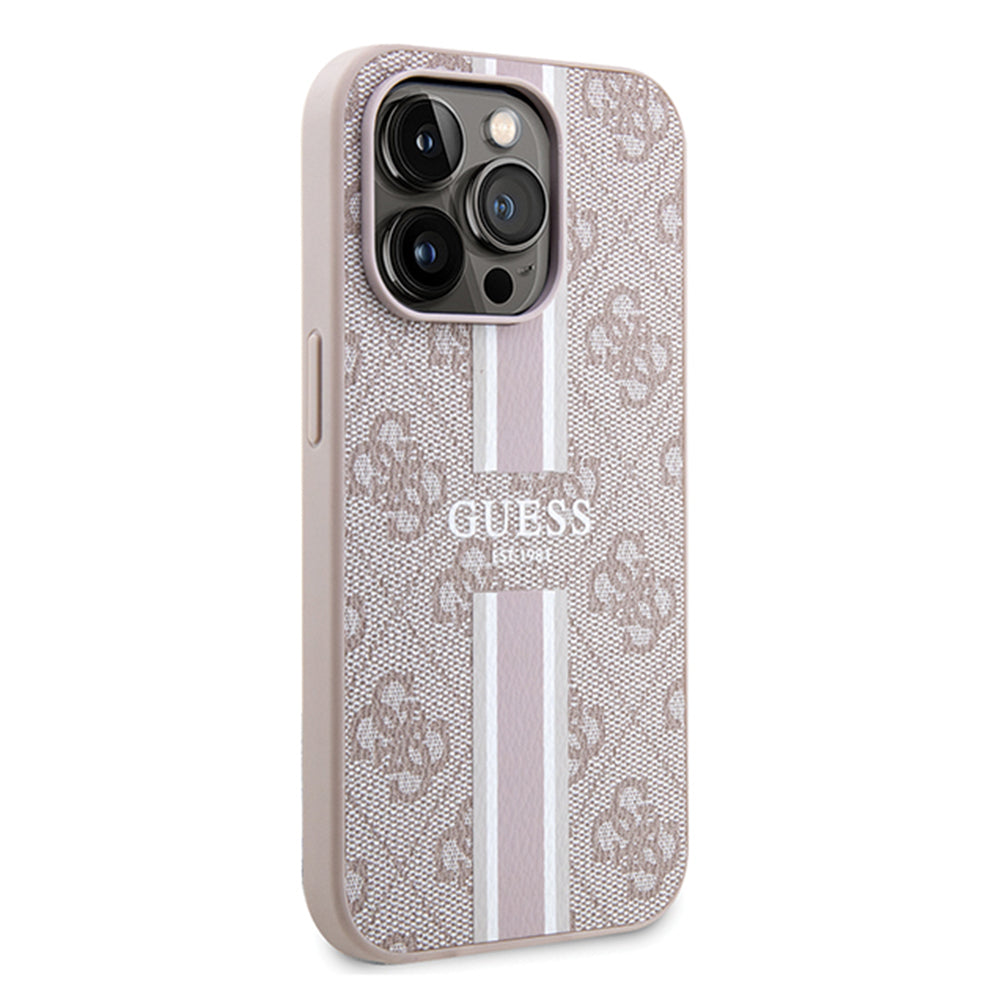 MagSafe-deksel for Apple iPhone 15 Pro, Guess, 4G Printed Stripes, Rosa