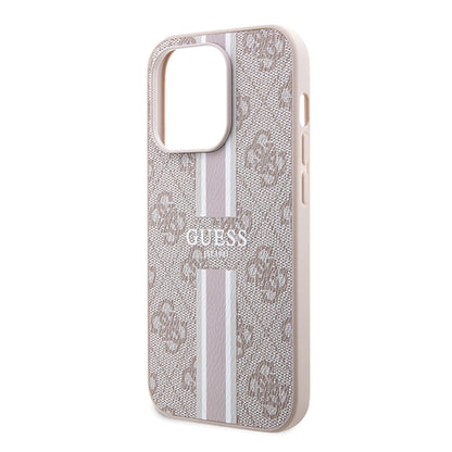 MagSafe-deksel for Apple iPhone 15 Pro, Guess, 4G Printed Stripes, Rosa