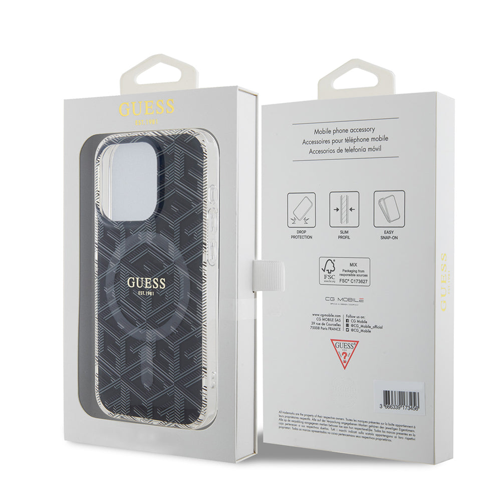 MagSafe-deksel for Apple iPhone 15 Pro, Guess, IML Gcube, Svart