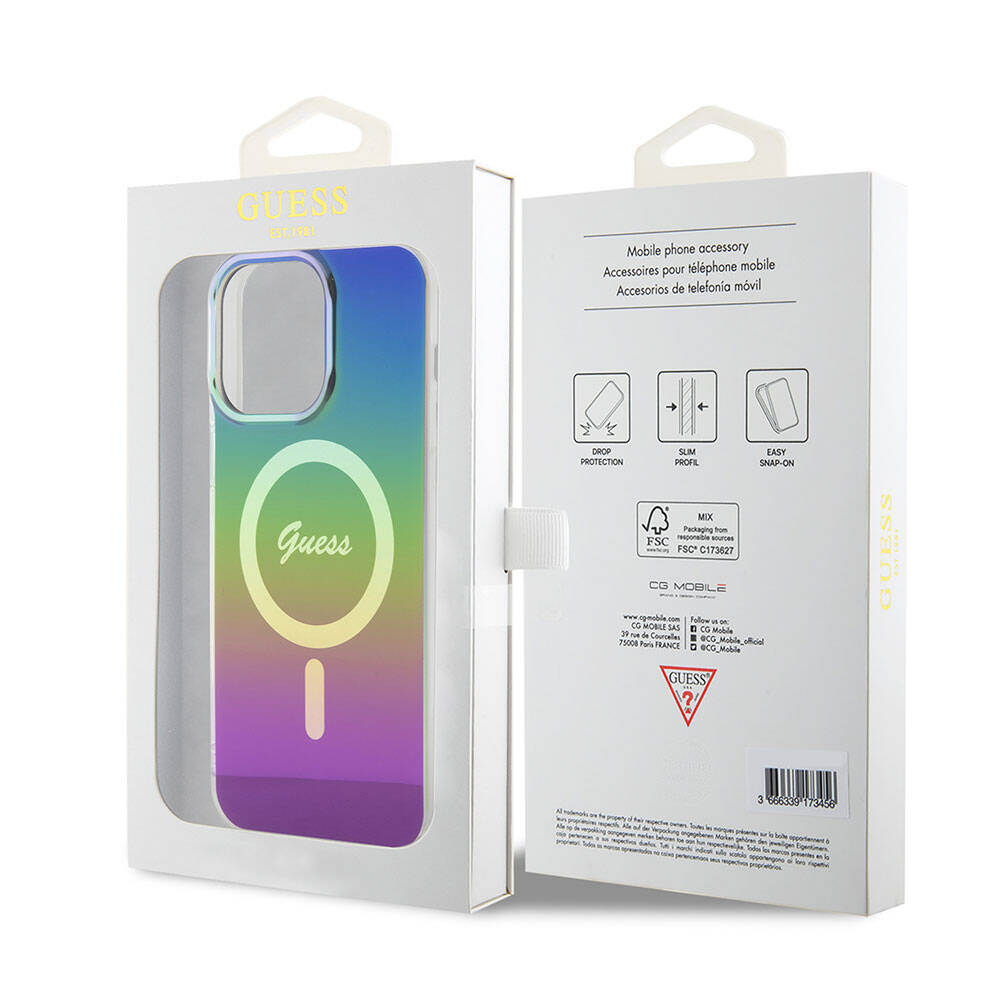 MagSafe-deksel for Apple iPhone 15 Pro, Guess, IML Iridescent, Flerfarget