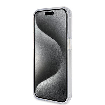 MagSafe deksel for Apple iPhone 15 Pro, Guess, IML Ring Stand Glitter, Gjennomsiktig