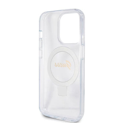 MagSafe deksel for Apple iPhone 15 Pro, Guess, IML Ring Stand Glitter, Gjennomsiktig