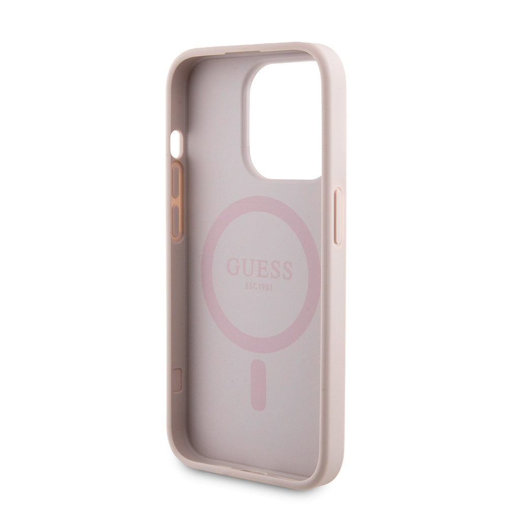 MagSafe-deksel for Apple iPhone 15 Pro, Guess, Powerbank 4G Metal Logo, Rosa