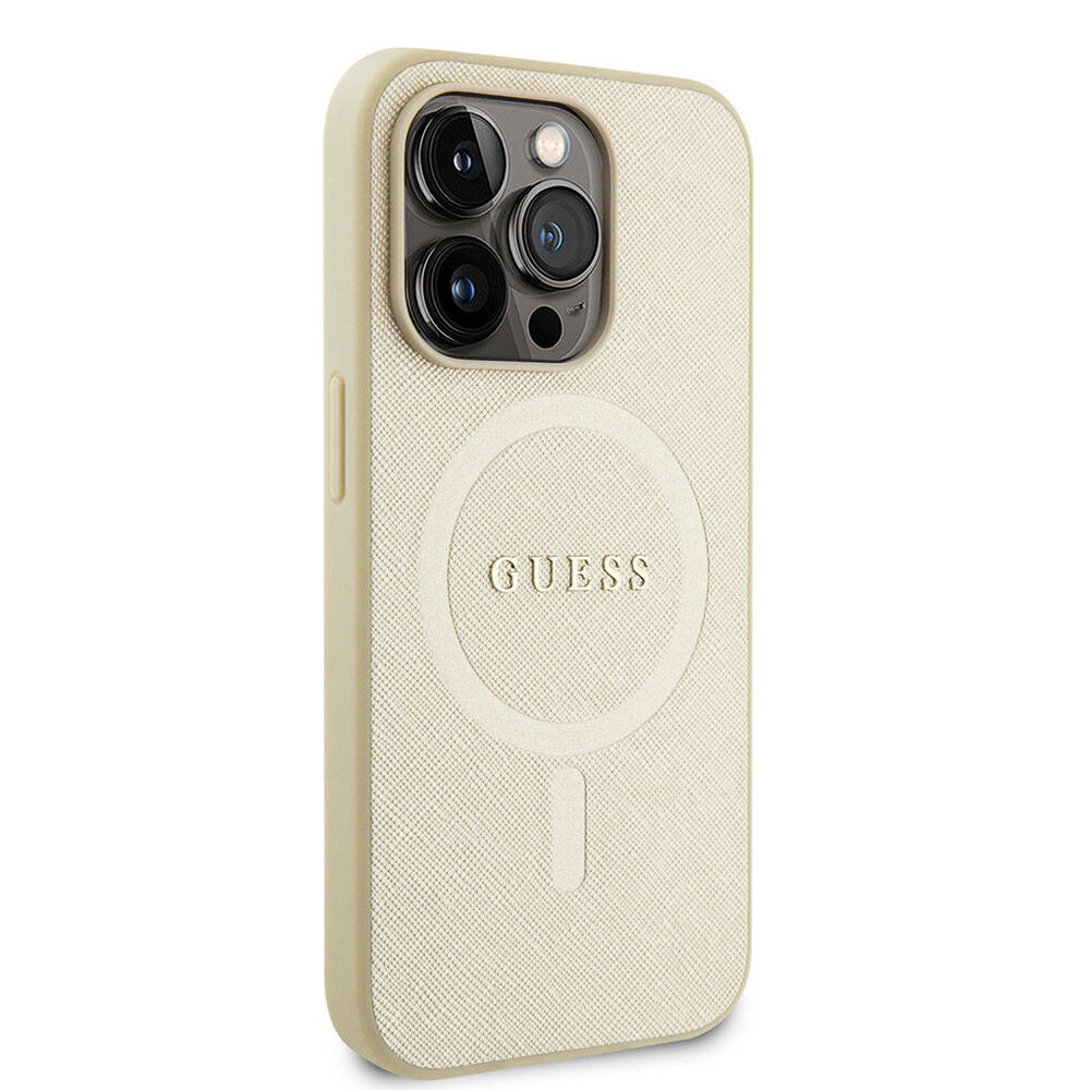 MagSafe-deksel for Apple iPhone 15 Pro, Guess, Saffiano, Beige