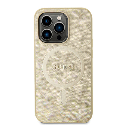 MagSafe-deksel for Apple iPhone 15 Pro, Guess, Saffiano, Beige