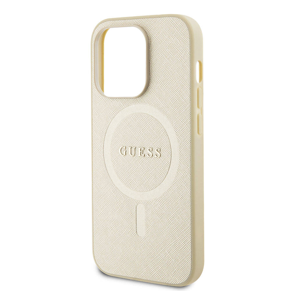 MagSafe-deksel for Apple iPhone 15 Pro, Guess, Saffiano, Beige