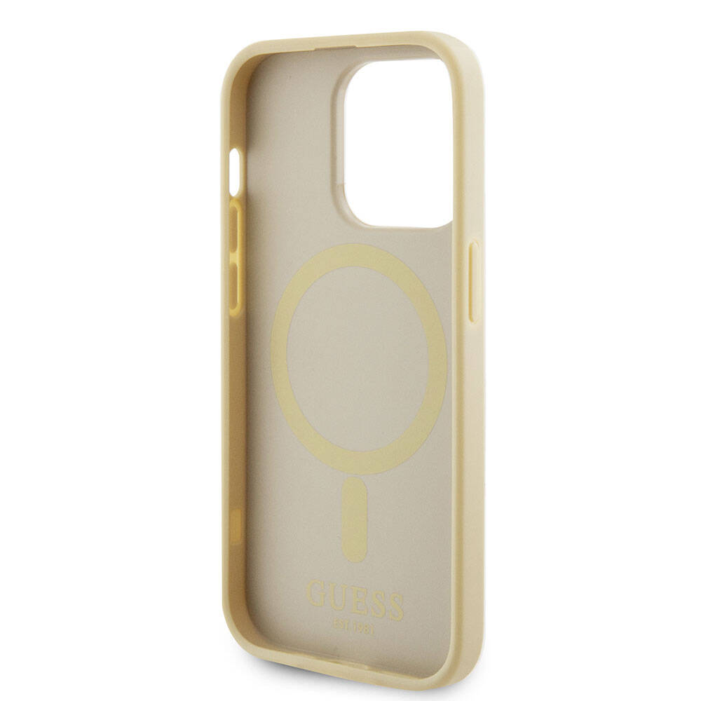 MagSafe-deksel for Apple iPhone 15 Pro, Guess, Saffiano, Beige