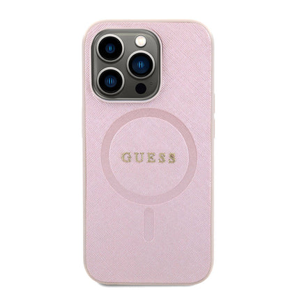 MagSafe-deksel for Apple iPhone 15 Pro, Guess, Saffiano, Rosa