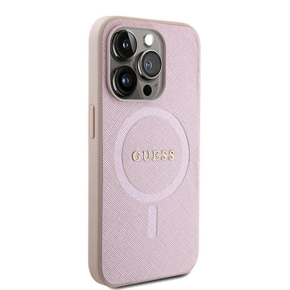 MagSafe-deksel for Apple iPhone 15 Pro, Guess, Saffiano, Rosa