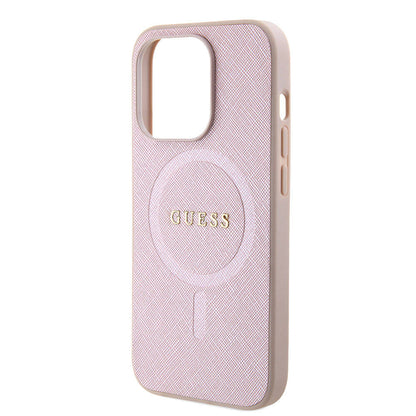MagSafe-deksel for Apple iPhone 15 Pro, Guess, Saffiano, Rosa
