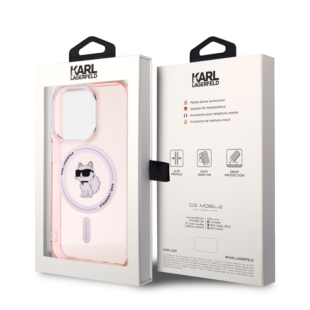 MagSafe-deksel for Apple iPhone 15 Pro, Karl Lagerfeld, IML Choupette, Rosa