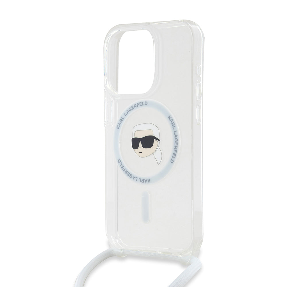 MagSafe-deksel for Apple iPhone 15 Pro, Karl Lagerfeld, IML Crossbody Karl's Head, Gjennomsiktig