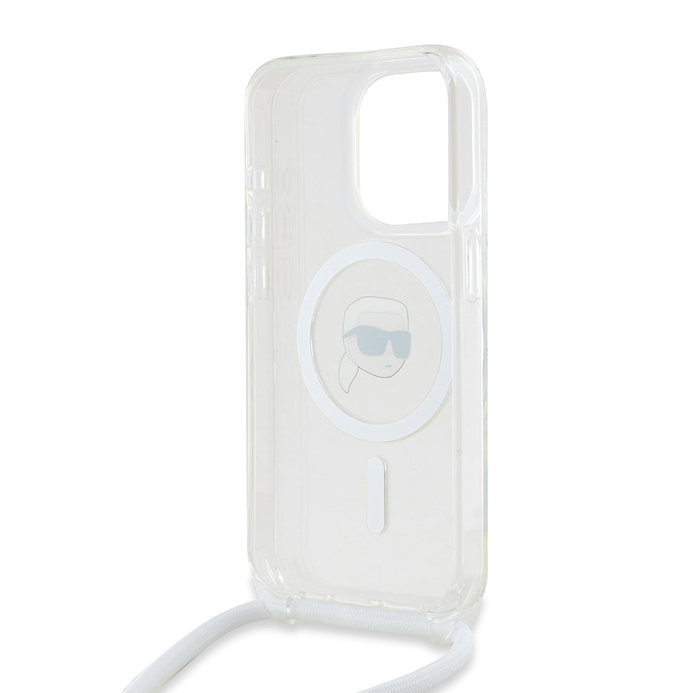 MagSafe-deksel for Apple iPhone 15 Pro, Karl Lagerfeld, IML Crossbody Karl's Head, Gjennomsiktig