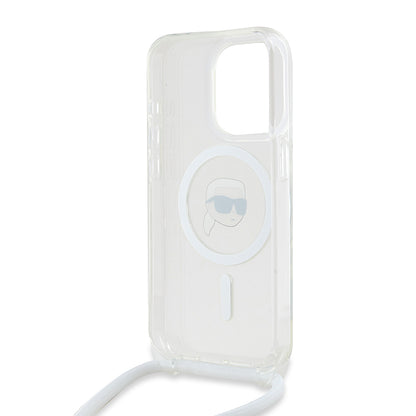 MagSafe-deksel for Apple iPhone 15 Pro, Karl Lagerfeld, IML Crossbody Karl's Head, Gjennomsiktig