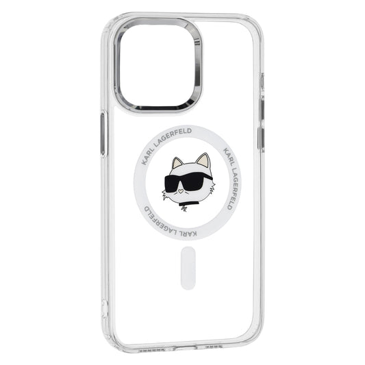 MagSafe-deksel for Apple iPhone 15 Pro, Karl Lagerfeld, IML Metal Choupette's Head, Hvit