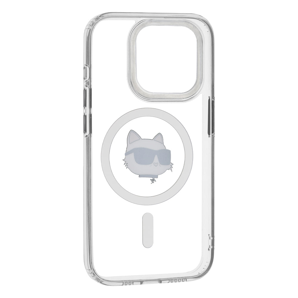 MagSafe-deksel for Apple iPhone 15 Pro, Karl Lagerfeld, IML Metal Choupette's Head, Hvit