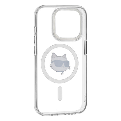 MagSafe-deksel for Apple iPhone 15 Pro, Karl Lagerfeld, IML Metal Choupette's Head, Hvit
