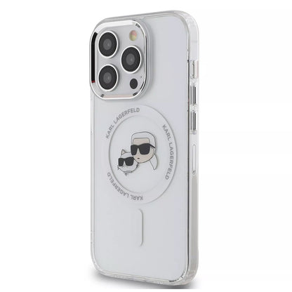 MagSafe-deksel for Apple iPhone 15 Pro, Karl Lagerfeld, IML Metal Karl & Choupette's Heads, Hvit