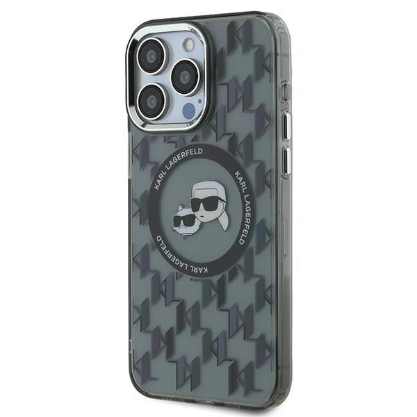 MagSafe-deksel for Apple iPhone 15 Pro, Karl Lagerfeld, IML Monogram Karl & Choupette's Heads, Svart