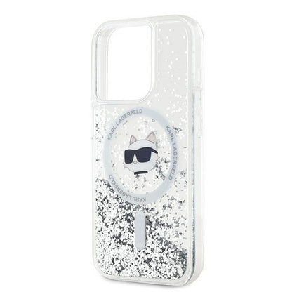 MagSafe-deksel for Apple iPhone 15 Pro, Karl Lagerfeld, Liquid Glitter Choupette Head, Gjennomsiktig
