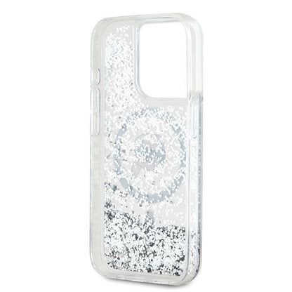 MagSafe-deksel for Apple iPhone 15 Pro, Karl Lagerfeld, Liquid Glitter Karl's Head, Gjennomsiktig