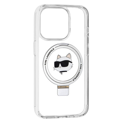 MagSafe-deksel for Apple iPhone 15 Pro, Karl Lagerfeld, Ring Stand Choupette's Head, Hvit