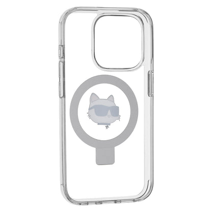 MagSafe-deksel for Apple iPhone 15 Pro, Karl Lagerfeld, Ring Stand Choupette's Head, Hvit