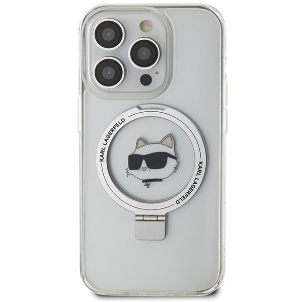 MagSafe-deksel for Apple iPhone 15 Pro, Karl Lagerfeld, Ring Stand Choupette's Head, Hvit