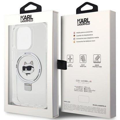 MagSafe-deksel for Apple iPhone 15 Pro, Karl Lagerfeld, Ring Stand Choupette's Head, Hvit