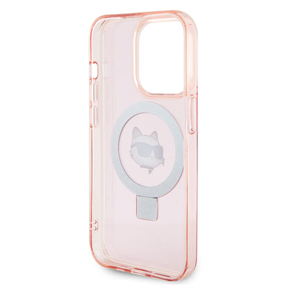 MagSafe-deksel for Apple iPhone 15 Pro, Karl Lagerfeld, Ring Stand Choupette's Head, Rosa
