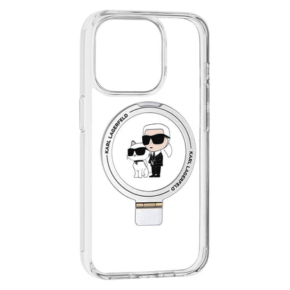 MagSafe-deksel for Apple iPhone 15 Pro, Karl Lagerfeld, Ring Stand Karl & Choupette, Hvit