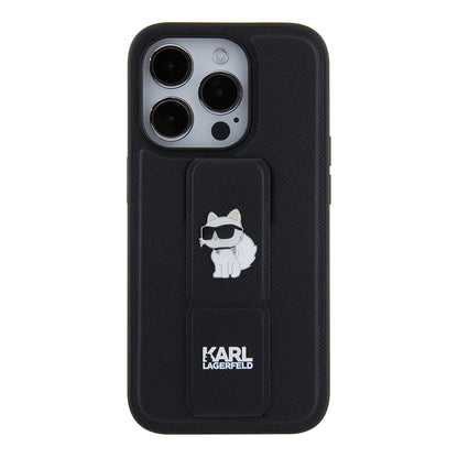 MagSafe-deksel for Apple iPhone 15 Pro, Karl Lagerfeld, Saffiano Gripstand Choupette, Svart