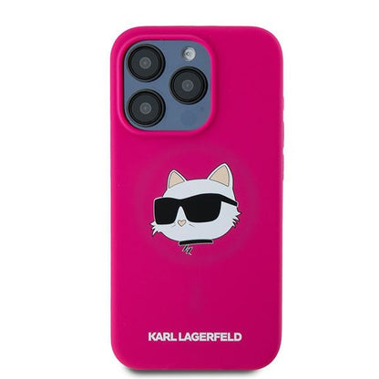 MagSafe-deksel for Apple iPhone 15 Pro, Karl Lagerfeld, Silicone Choupette's Head, Fuchsia