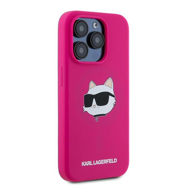 MagSafe-deksel for Apple iPhone 15 Pro, Karl Lagerfeld, Silicone Choupette's Head, Fuchsia