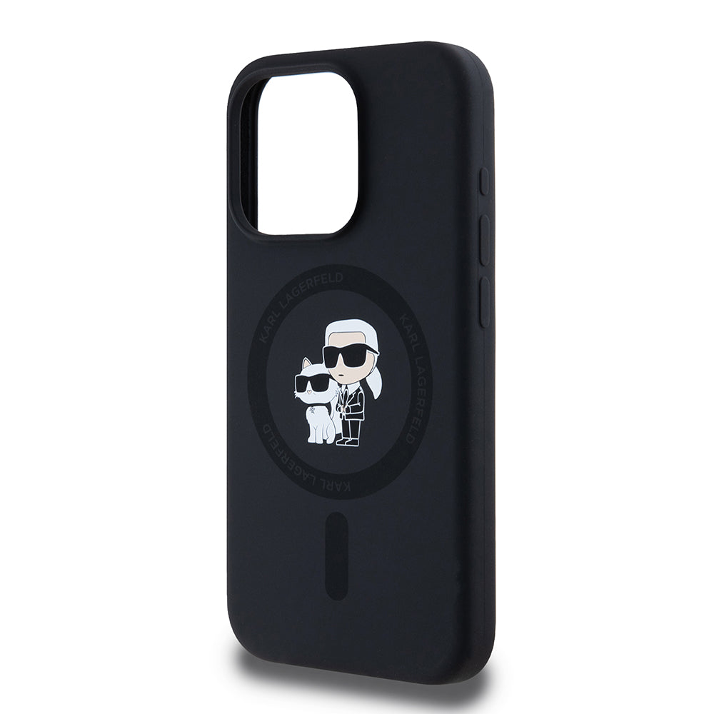 MagSafe-deksel for Apple iPhone 15 Pro, Karl Lagerfeld, Silicone Karl & Choupette, Svart