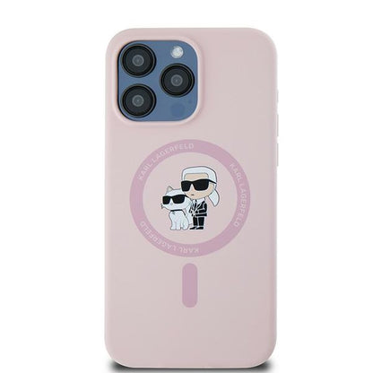 MagSafe-deksel for Apple iPhone 15 Pro, Karl Lagerfeld, Silicone Karl & Choupette, Rosa