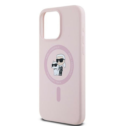MagSafe-deksel for Apple iPhone 15 Pro, Karl Lagerfeld, Silicone Karl & Choupette, Rosa