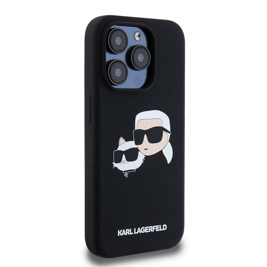 MagSafe-deksel for Apple iPhone 15 Pro, Karl Lagerfeld, Silikon Karl & Choupette's Heads, Svart