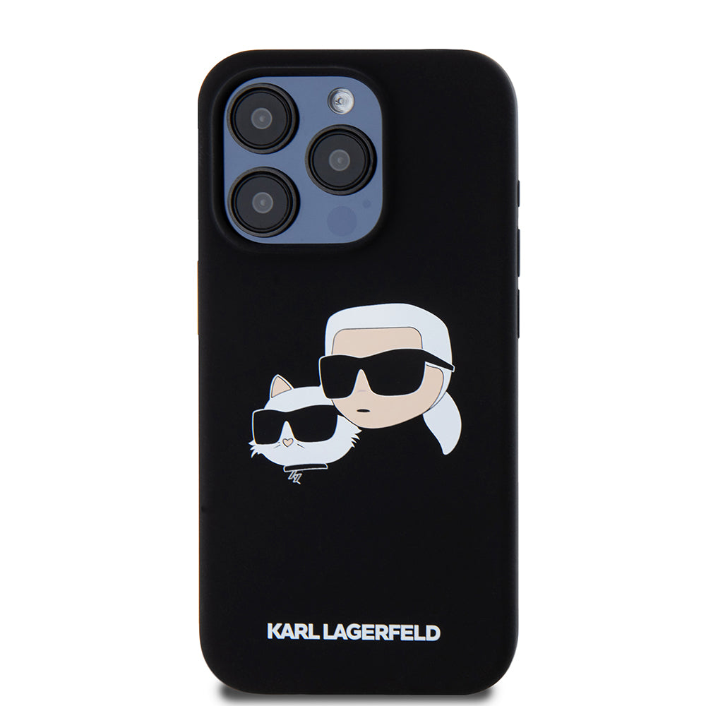 MagSafe-deksel for Apple iPhone 15 Pro, Karl Lagerfeld, Silikon Karl & Choupette's Heads, Svart