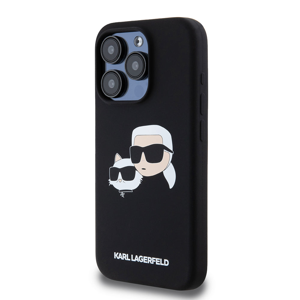 MagSafe-deksel for Apple iPhone 15 Pro, Karl Lagerfeld, Silikon Karl & Choupette's Heads, Svart