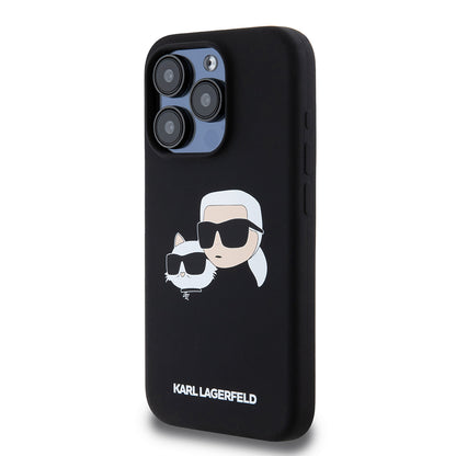 MagSafe-deksel for Apple iPhone 15 Pro, Karl Lagerfeld, Silikon Karl & Choupette's Heads, Svart