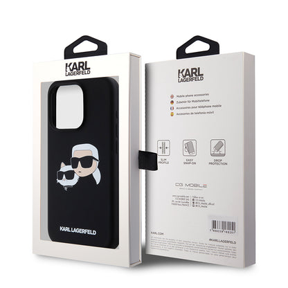 MagSafe-deksel for Apple iPhone 15 Pro, Karl Lagerfeld, Silikon Karl & Choupette's Heads, Svart