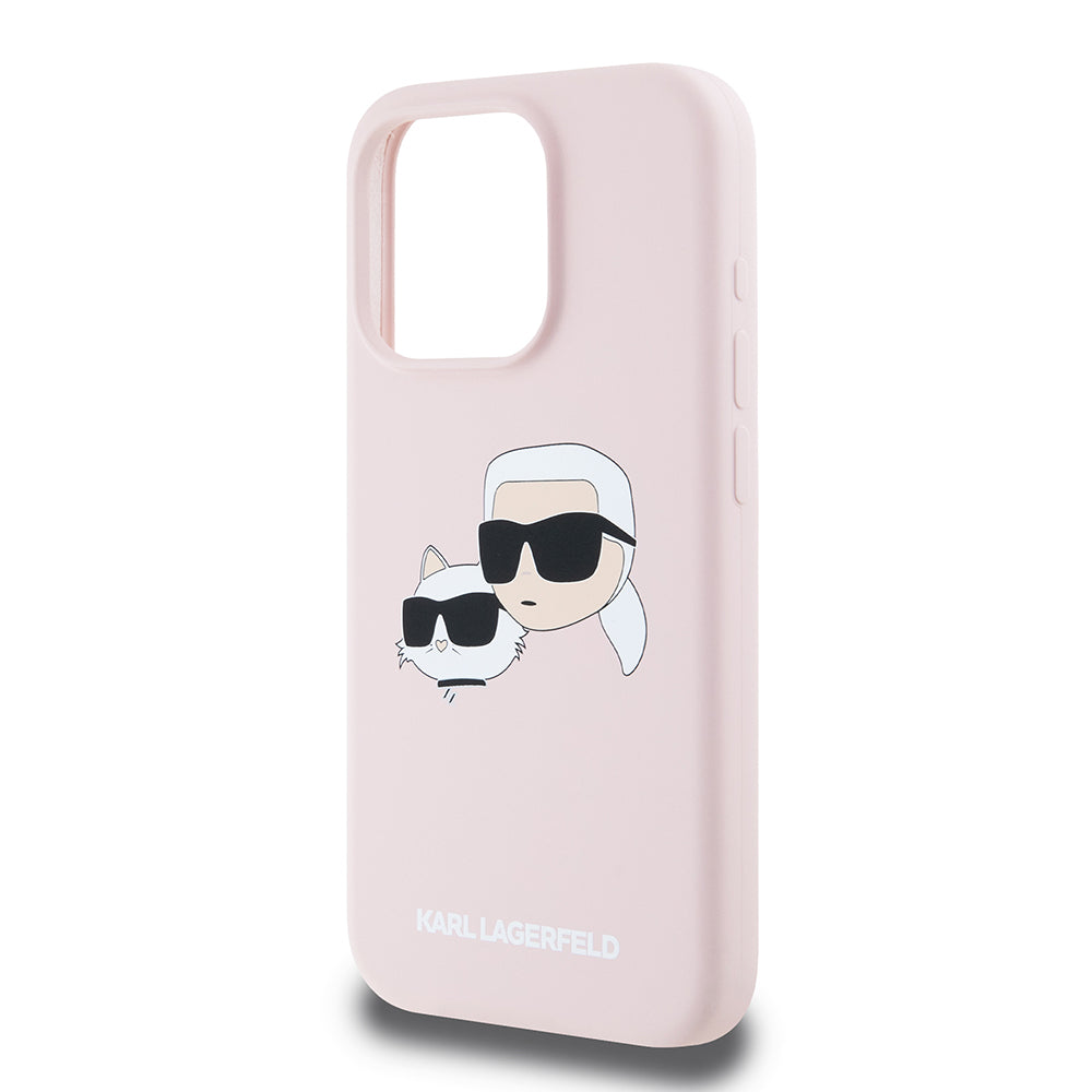 MagSafe-deksel for Apple iPhone 15 Pro, Karl Lagerfeld, Silikon Karl & Choupette's Heads, Rosa