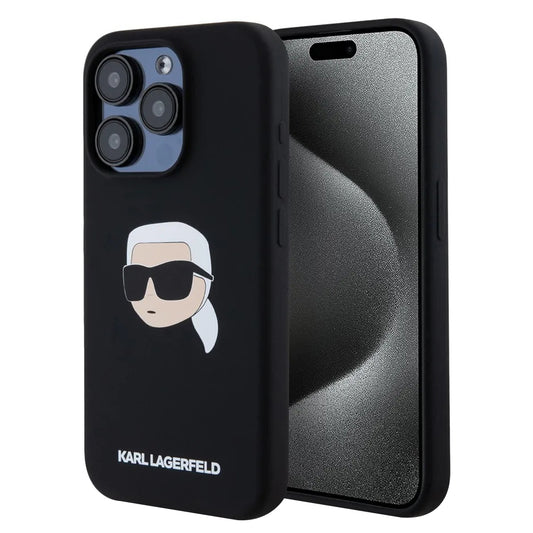 MagSafe-deksel for Apple iPhone 15 Pro, Karl Lagerfeld, Silicone Karl's Head, Svart