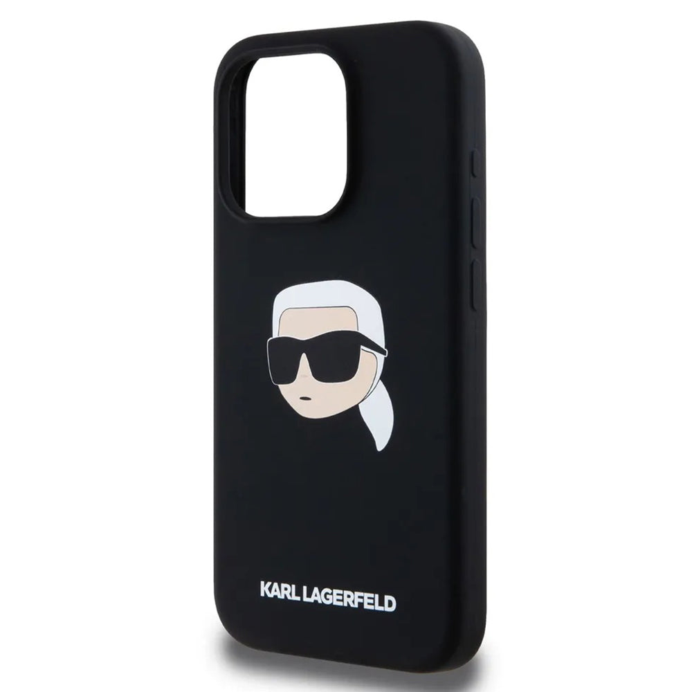 MagSafe-deksel for Apple iPhone 15 Pro, Karl Lagerfeld, Silicone Karl's Head, Svart