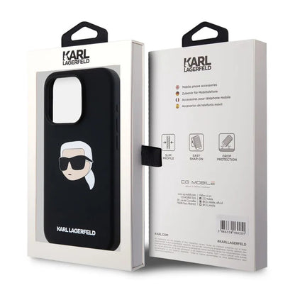 MagSafe-deksel for Apple iPhone 15 Pro, Karl Lagerfeld, Silicone Karl's Head, Svart